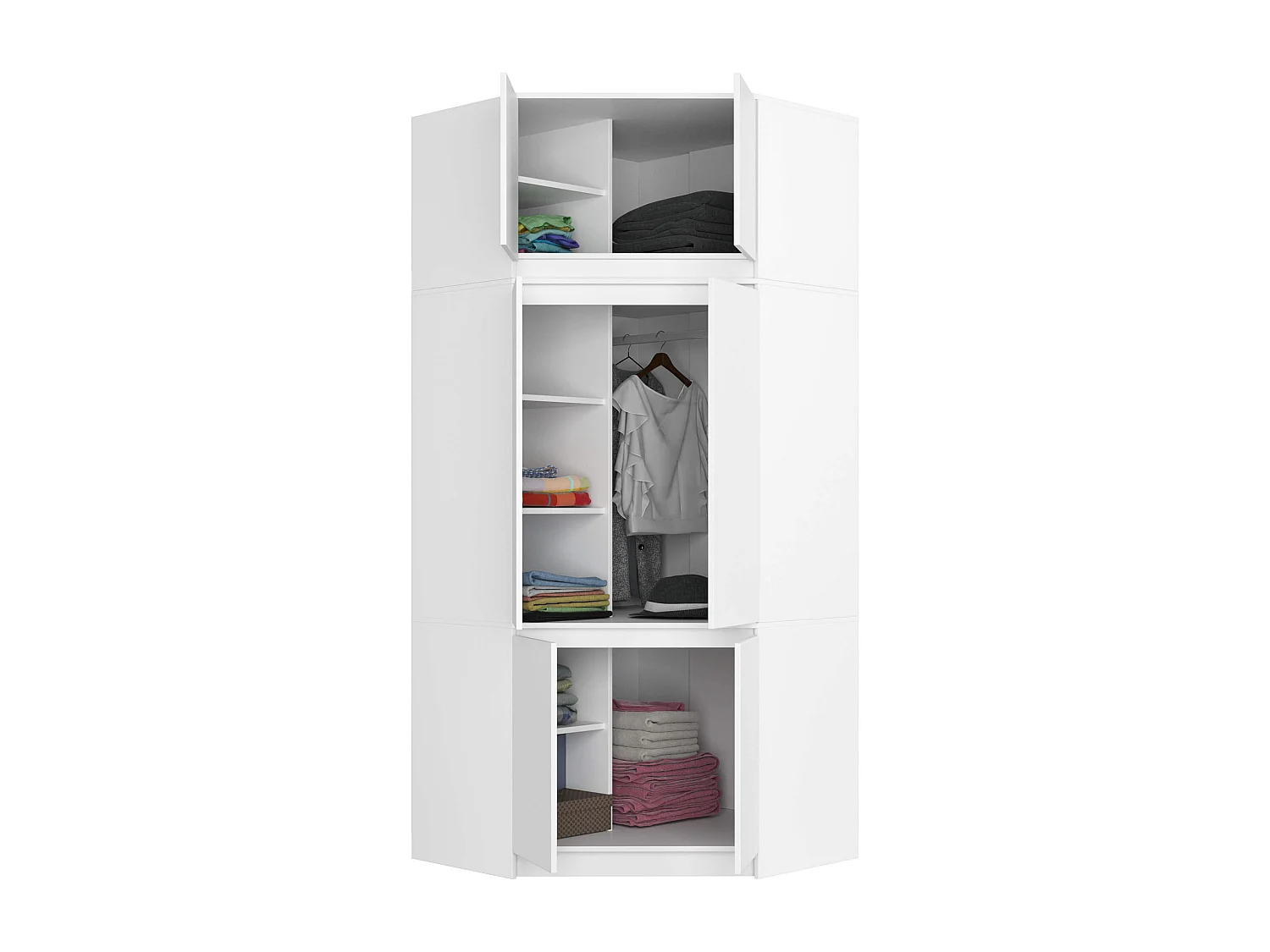 Surmeuble pour armoire AKORD S100 Blanc 100 cm 2 portes façade Blanche 3 étagères 100x50x55 cm