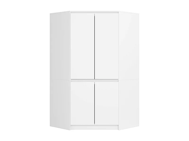 Armoire d'angle AKORD S100 Blanche 100 cm 4 portes façade Blanche 6 étagères 100x50x180 cm