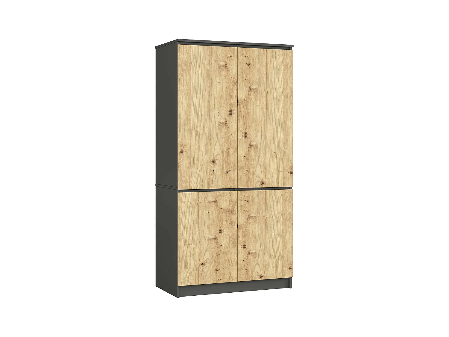Armadio AKORD S90 4 ante Grigia Grafite inserto frontale Quercia Artisan 90x51x180 cm
