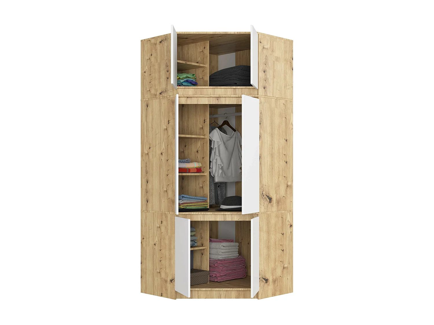 Sopralzo per armadio AKORD S100 Quercia Artisan 100 cm 2 ante inserto frontale Bianco100x50x55 cm