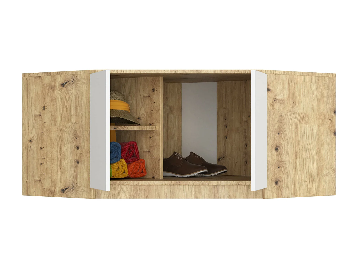 Surmeuble pour armoire AKORD S100 Chêne Artisan 100 cm 2 portes façade Blanche 3 étagères 100x50x55 cm