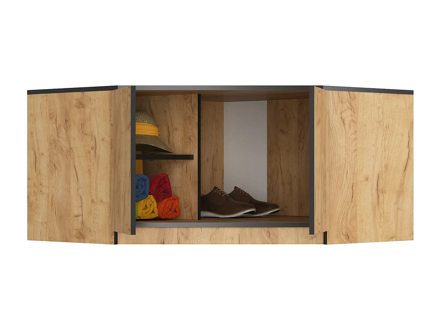 Nadstawka na szafę AKORD S100 Dąb Craft 100 cm 2 drzwi kolor Dąb Craft mat 3 półki 100x50x55 cm