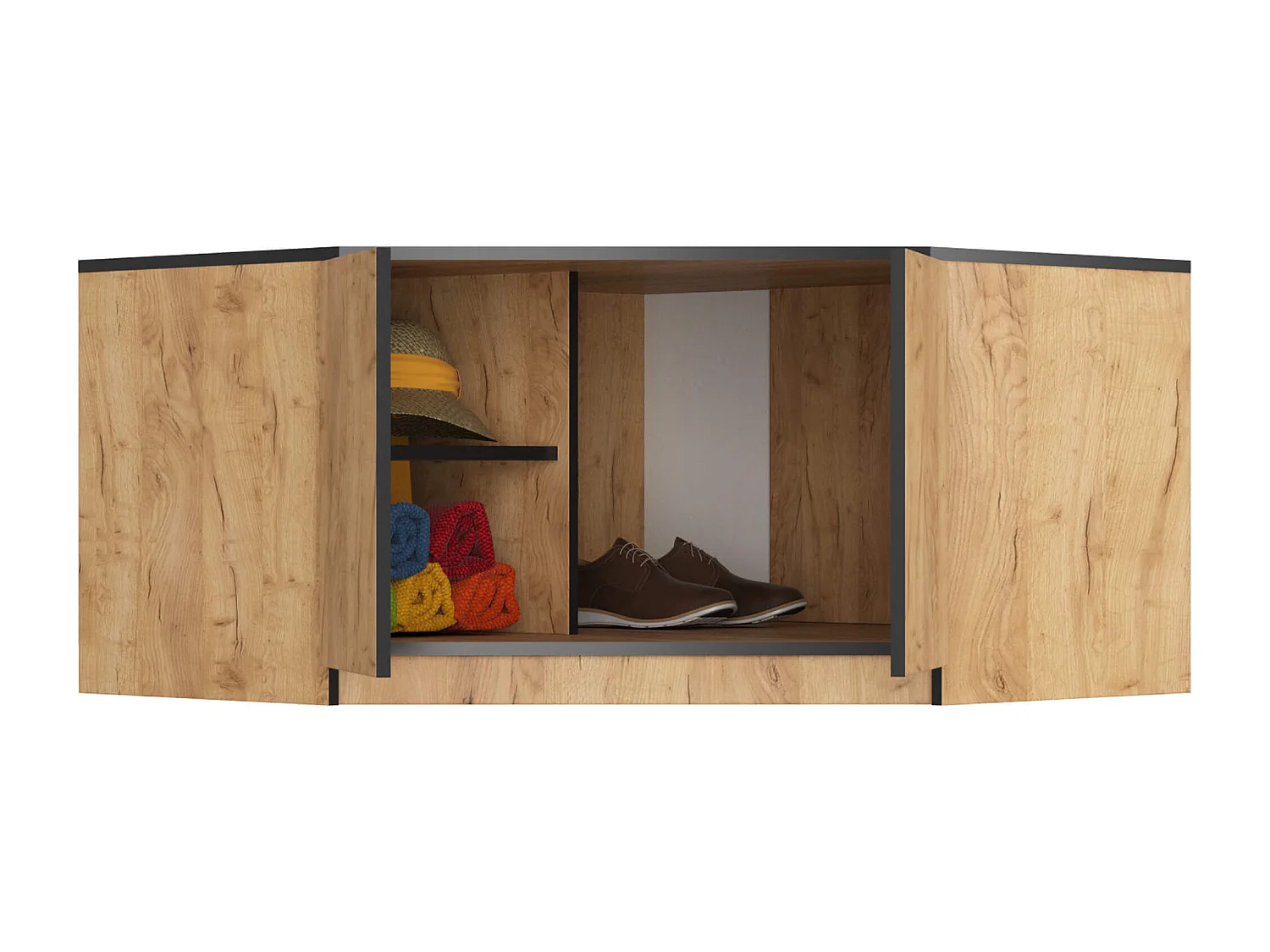 Nadstawka na szafę AKORD S100 Dąb Craft 100 cm 2 drzwi kolor Dąb Craft mat 3 półki 100x50x55 cm