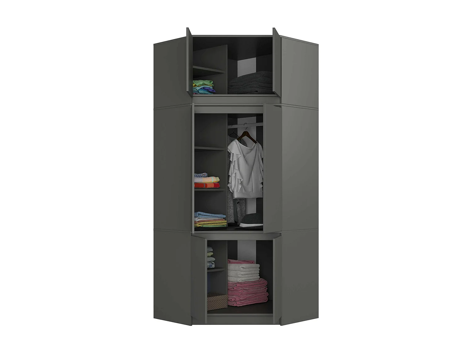 Altillo para armario AKORD S100 Gris Grafito 100 cm 2 puertas 3 estantes 100x50x55 cm