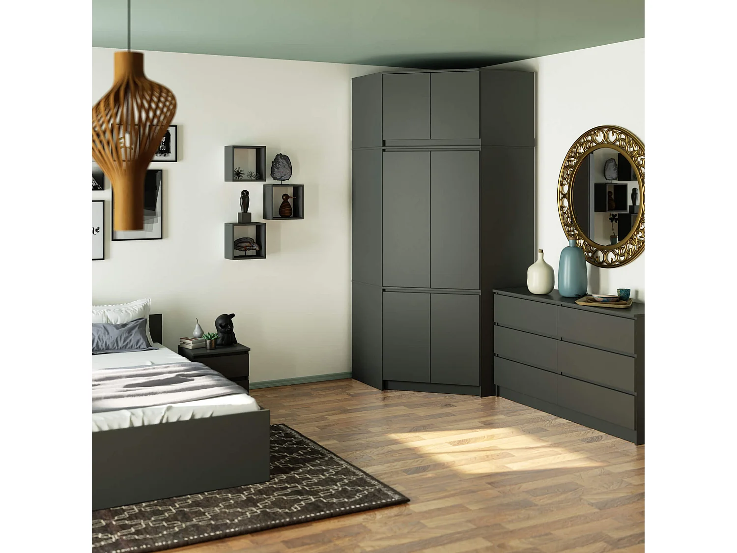 Altillo para armario AKORD S100 Gris Grafito 100 cm 2 puertas 3 estantes 100x50x55 cm