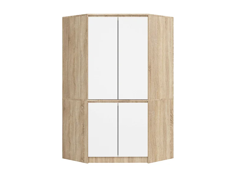 Hoekkast S100 4D - Sonoma Eiken/Wit, 4 deuren, 6 planken, 100x180x50 cm, Mat Afwerking