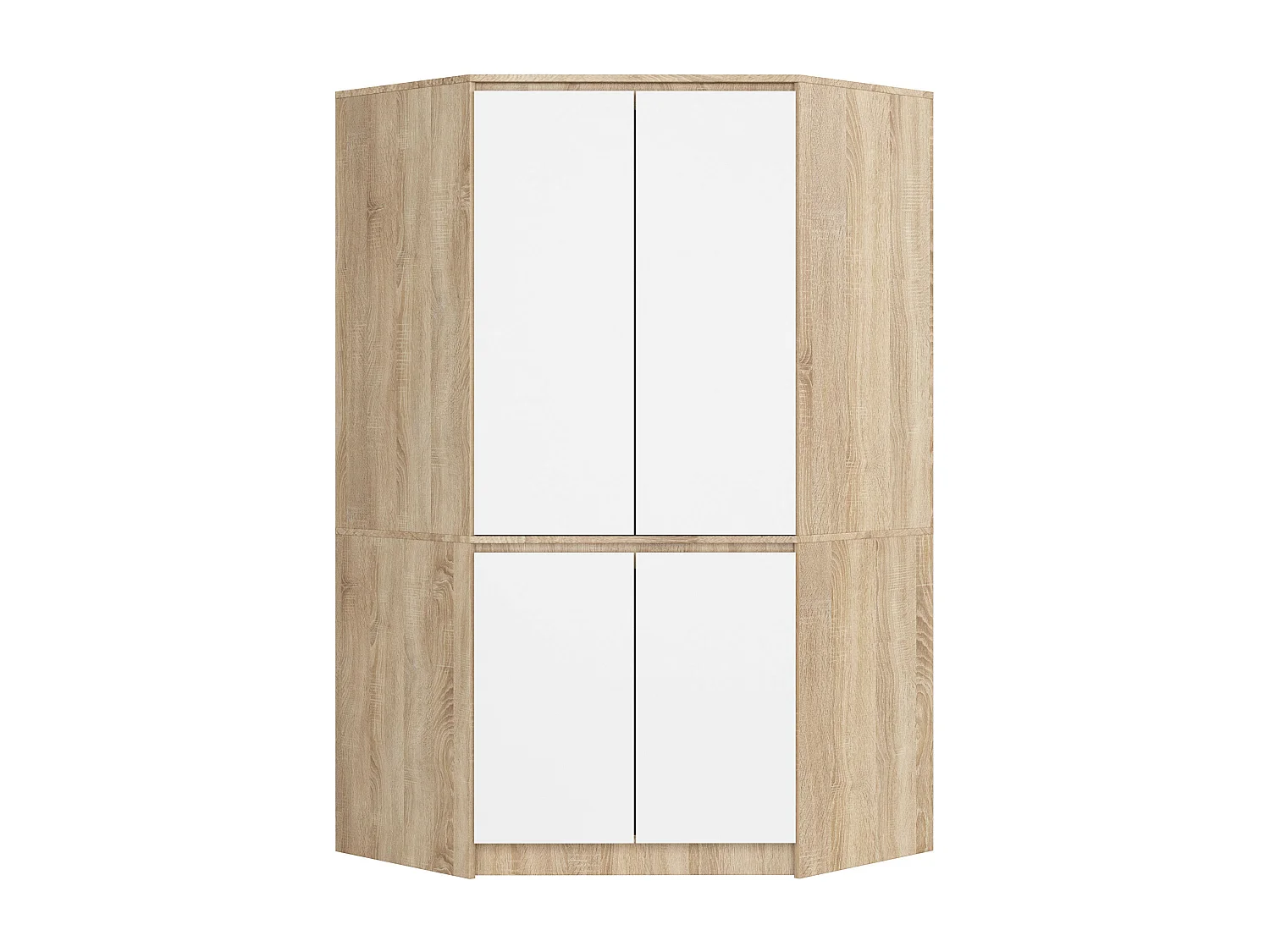 Armadio ad angolo AKORD S100 Sonoma Quercia 100 cm 4 ante inserto frontale Bianco 100x50x180 cm