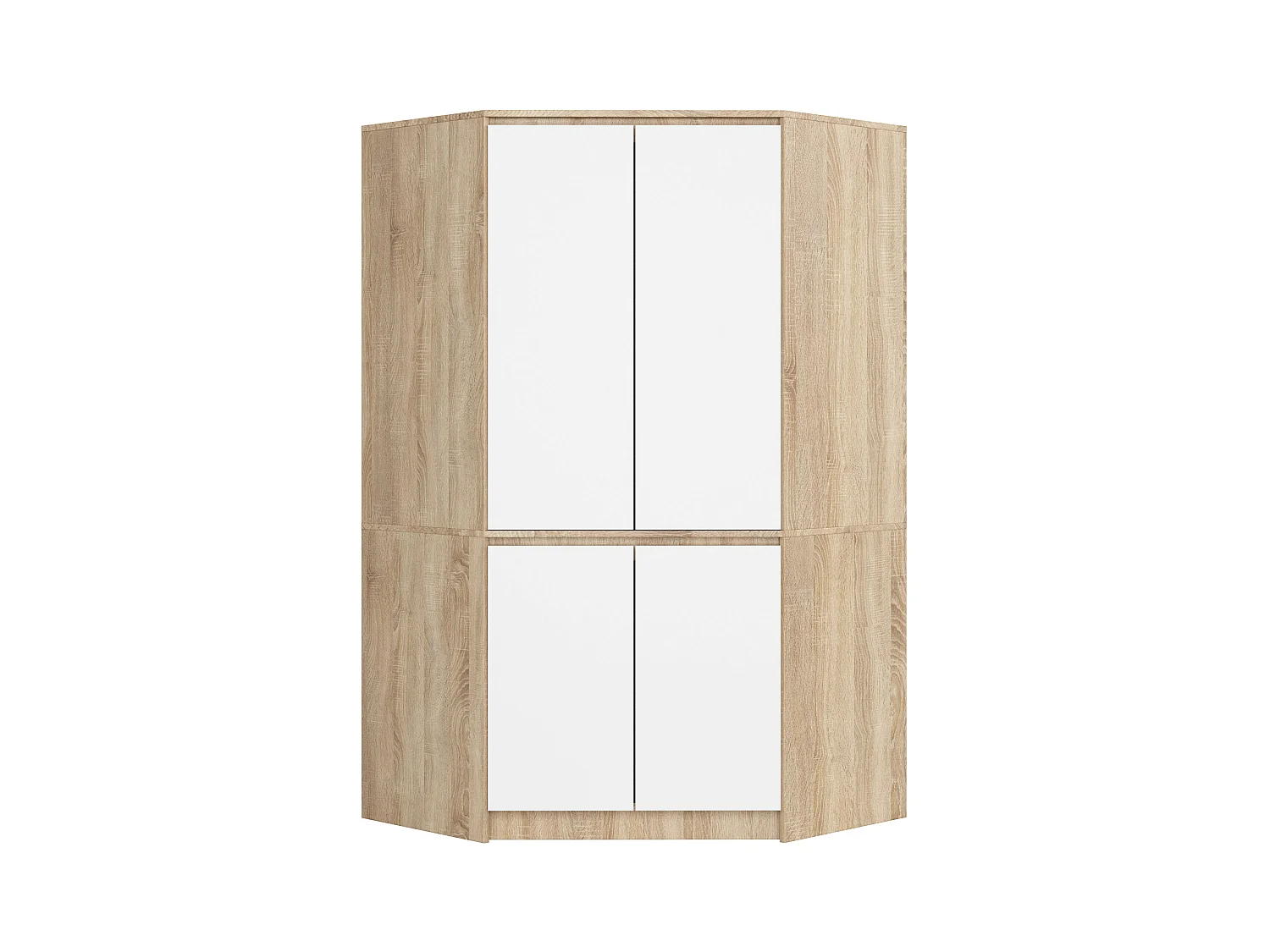 Kleiderschrank Sonoma Eiche 100 cm 4 Türen Front Weiß 6 Regalböden B100xH180xT50 cm