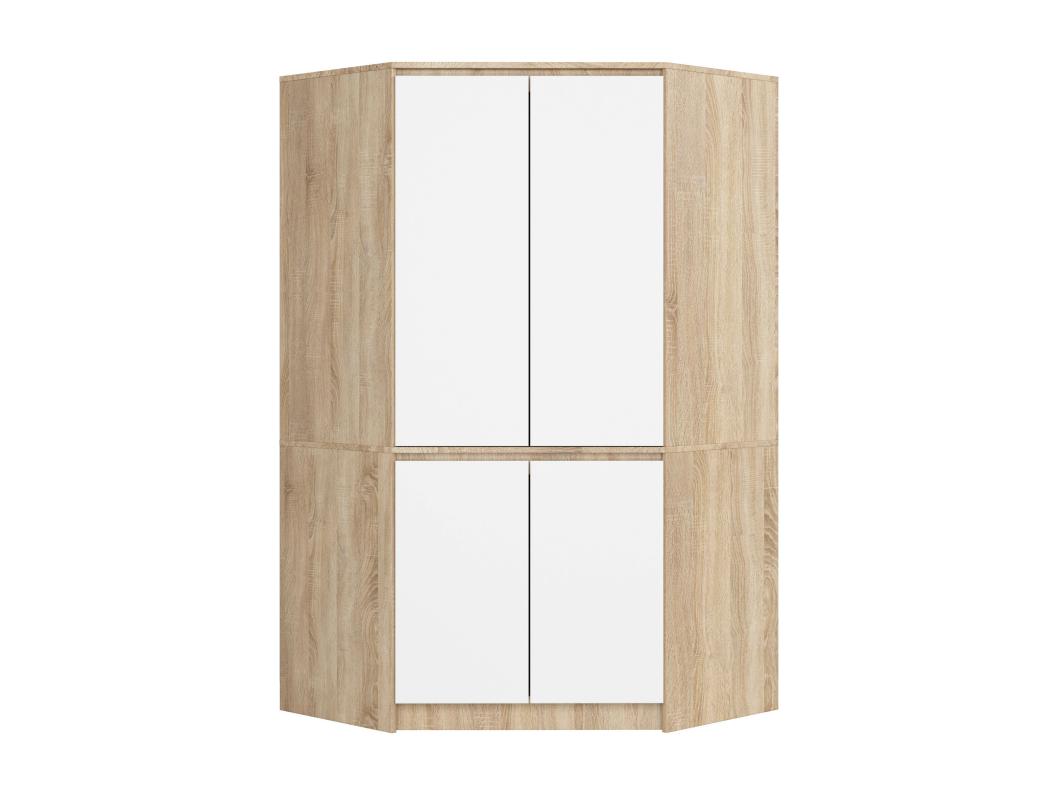 Hoekkast S100 4D - Sonoma Eiken/Wit, 4 deuren, 6 planken, 100x180x50 cm, Mat Afwerking