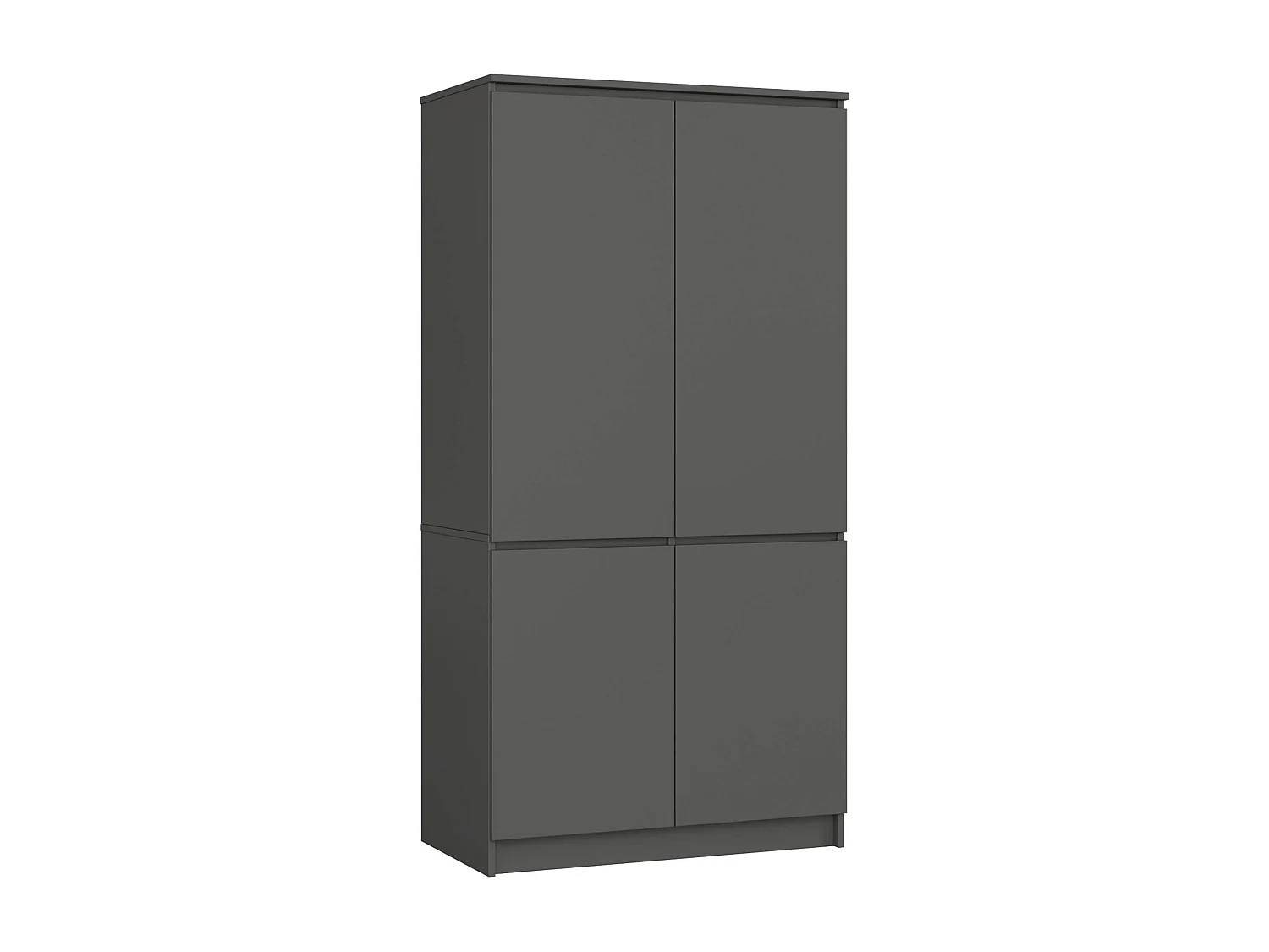 Slaapkamerkast S90 4D in Grafietgrijs - 90x180 cm, Mat Grijs Front, 4 Deuren, 4 Planken, Zelfmontage