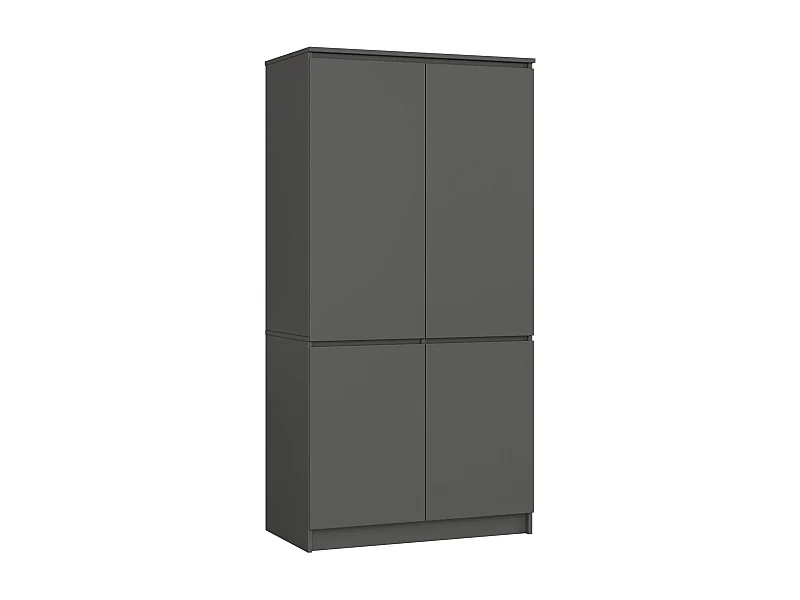 Armoire AKORD S90 Gris Graphite 90 cm 4 portes façade Gris Graphite 4 étagères 90x51x180 cm