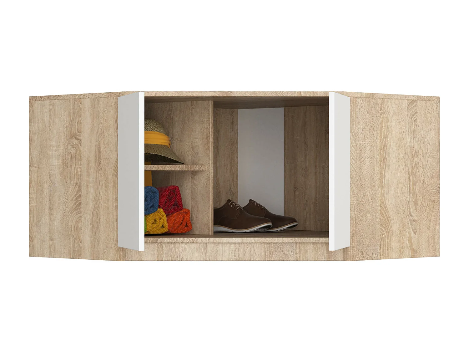 Nadstawka na szafę AKORD S100 Dąb Sonoma 100 cm 2 drzwi kolor Biały mat 3 półki 100x50x55 cm