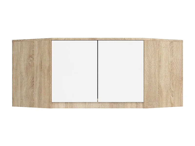 Surmeuble pour armoire AKORD S100 Chêne Sonoma 100 cm 2 portes façade Blanche 3 étagères 100x50x55 cm