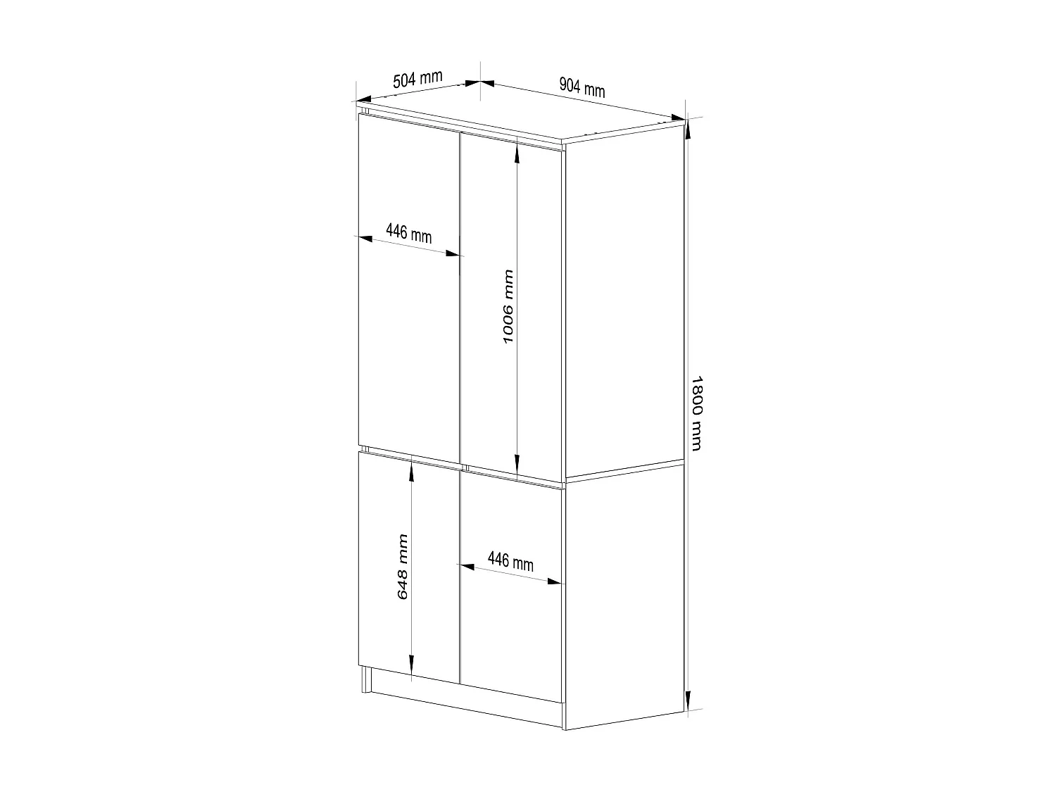 Witte Stijlvolle S90 4-Deurs Staande Kast | Moderne Opslagoplossing met ABS Randen | Zelfmontage | 90x180x51 cm