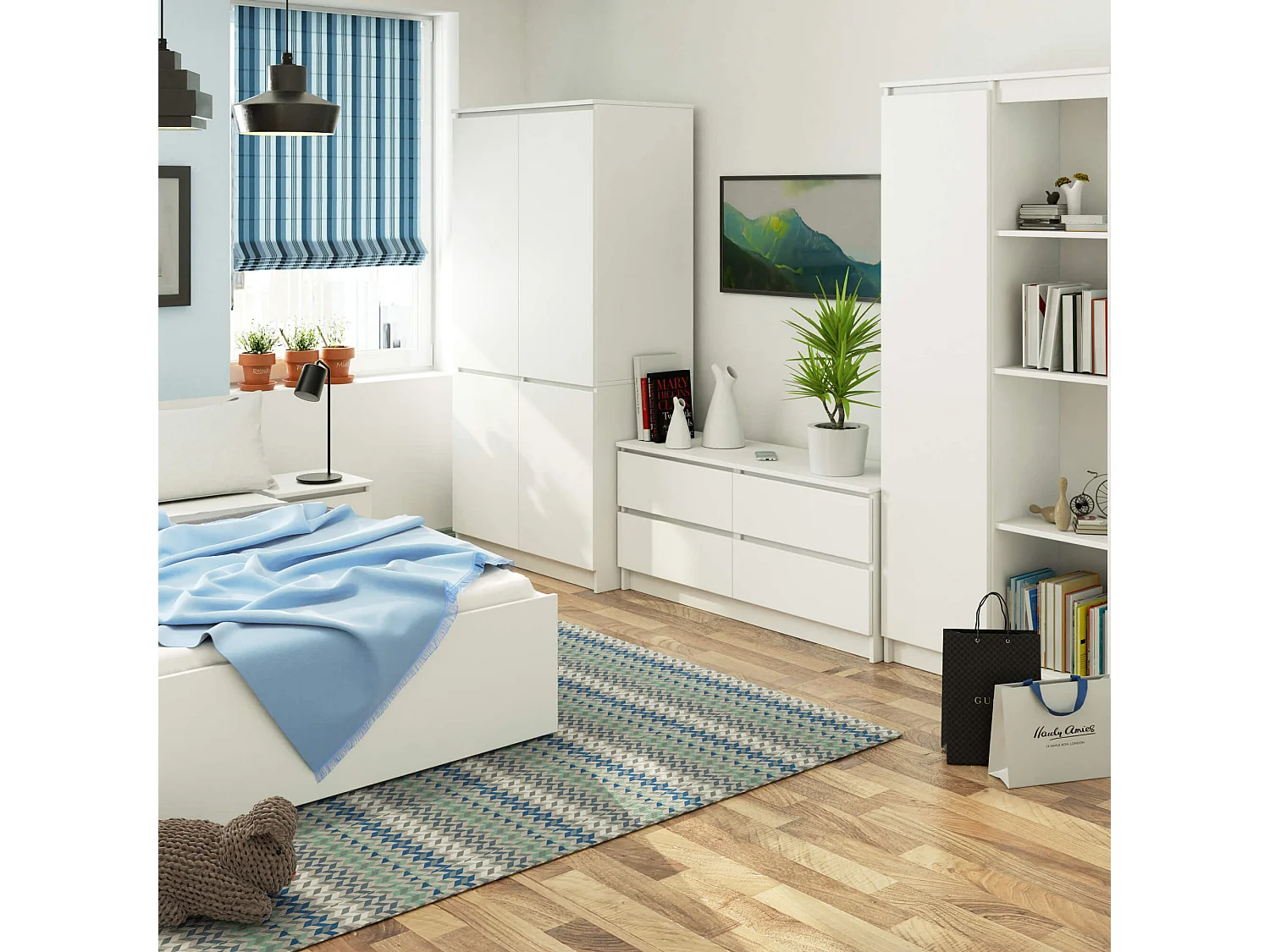 Witte Stijlvolle S90 4-Deurs Staande Kast | Moderne Opslagoplossing met ABS Randen | Zelfmontage | 90x180x51 cm