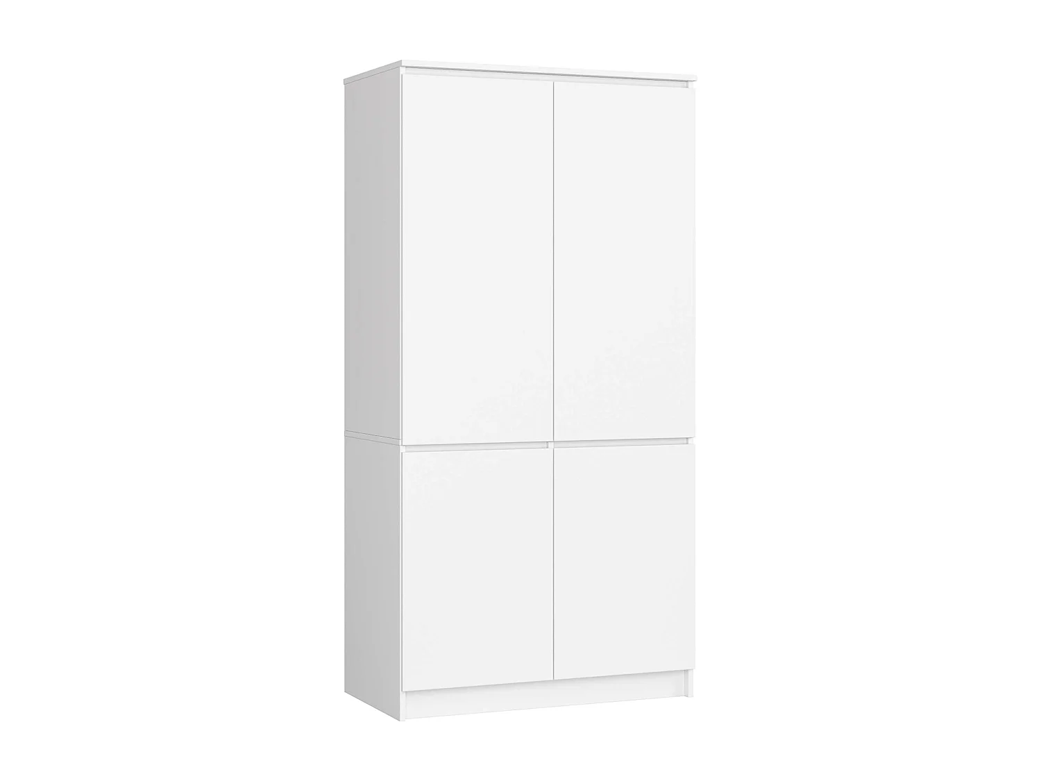 Armoire AKORD S90 Blanche 90 cm 4 portes façade Blanche 4 étagères 90x51x180 cm