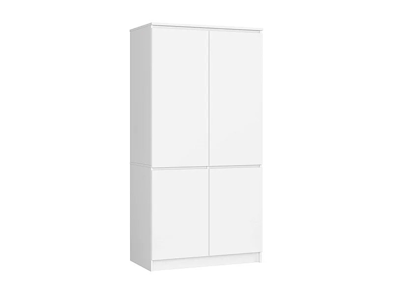 Armoire AKORD S90 Blanche 90 cm 4 portes façade Blanche 4 étagères 90x51x180 cm