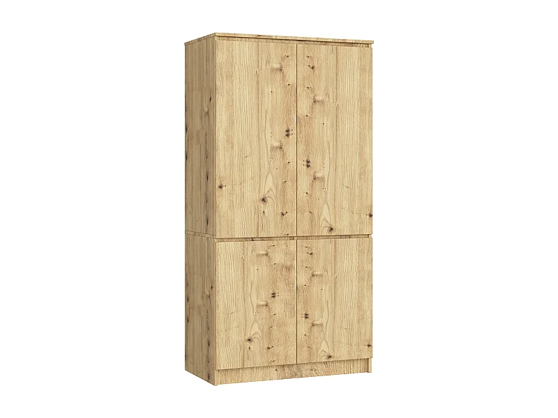 Armoire AKORD S90 Chêne Artisan 90 cm 4 portes façade Chêne Artisan 4 étagères 90x51x180 cm