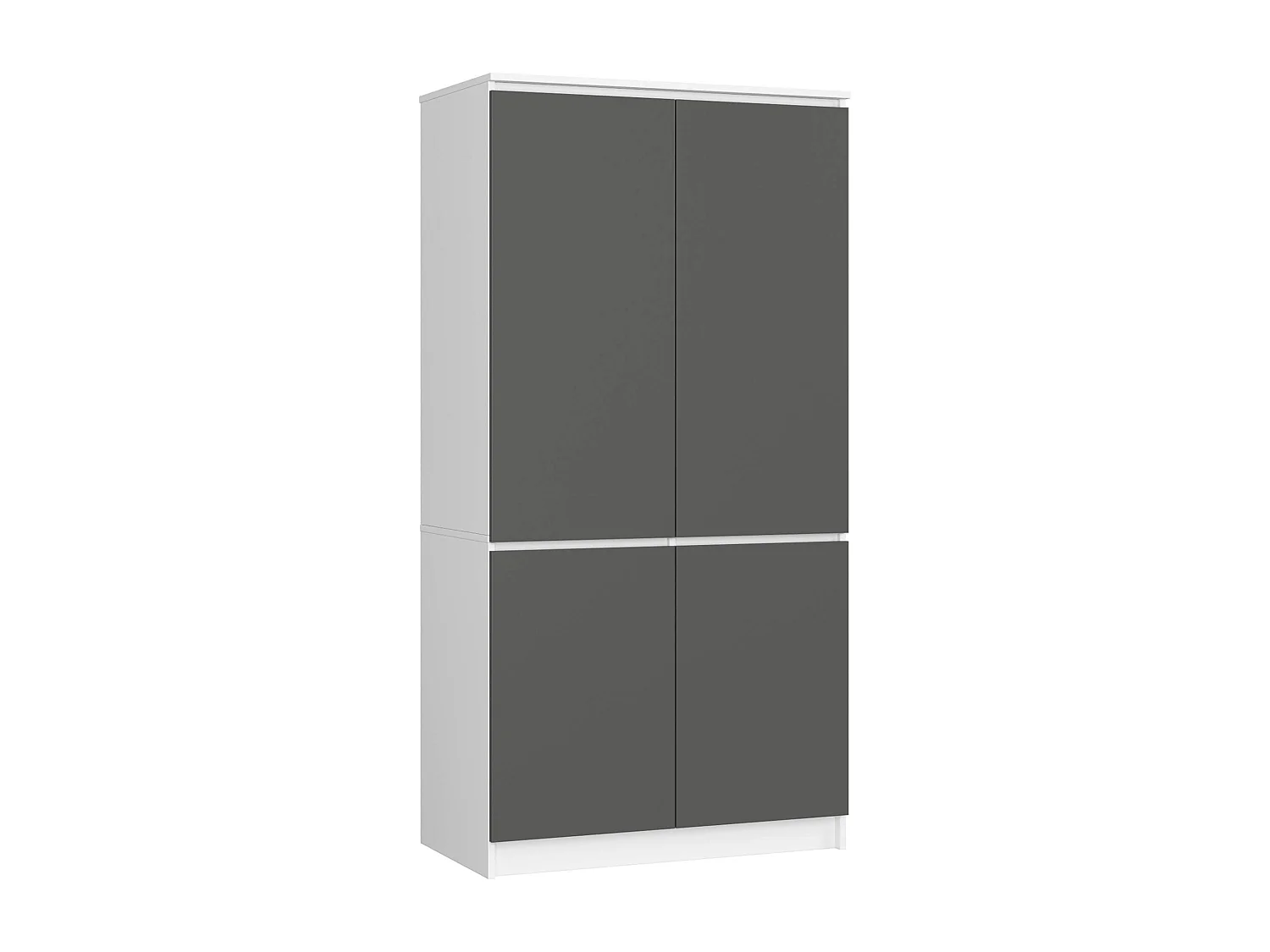 Armoire AKORD S90 Blanche 90 cm 4 portes façade Gris Graphite 4 étagères 90x51x180 cm