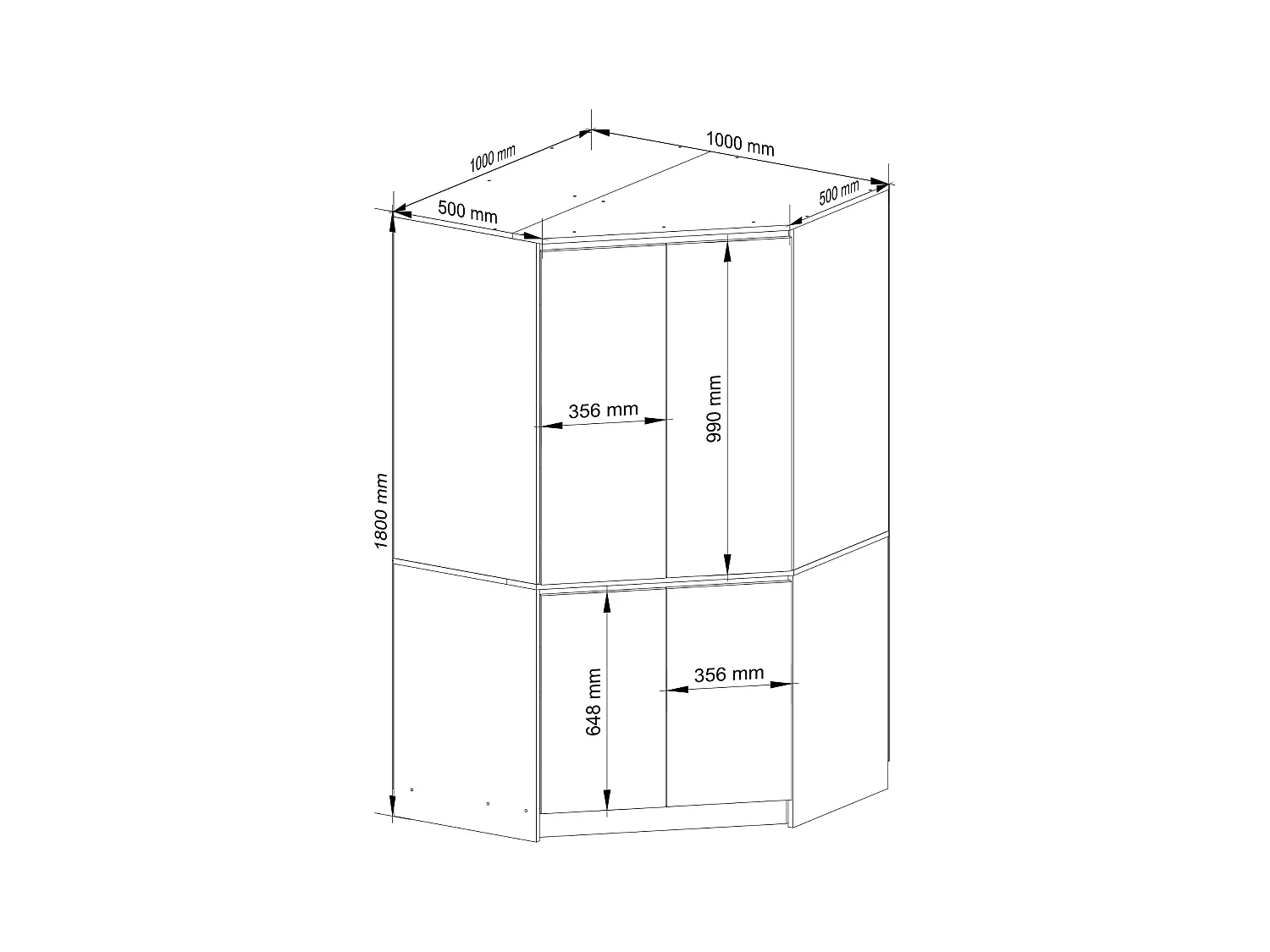 Kleiderschrank Graphitgrau 100 cm 4 Türen 6 Regalböden B100xH180xT50 cm