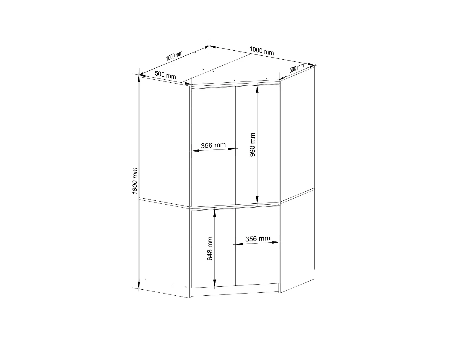 Kleiderschrank Graphitgrau 100 cm 4 Türen 6 Regalböden B100xH180xT50 cm