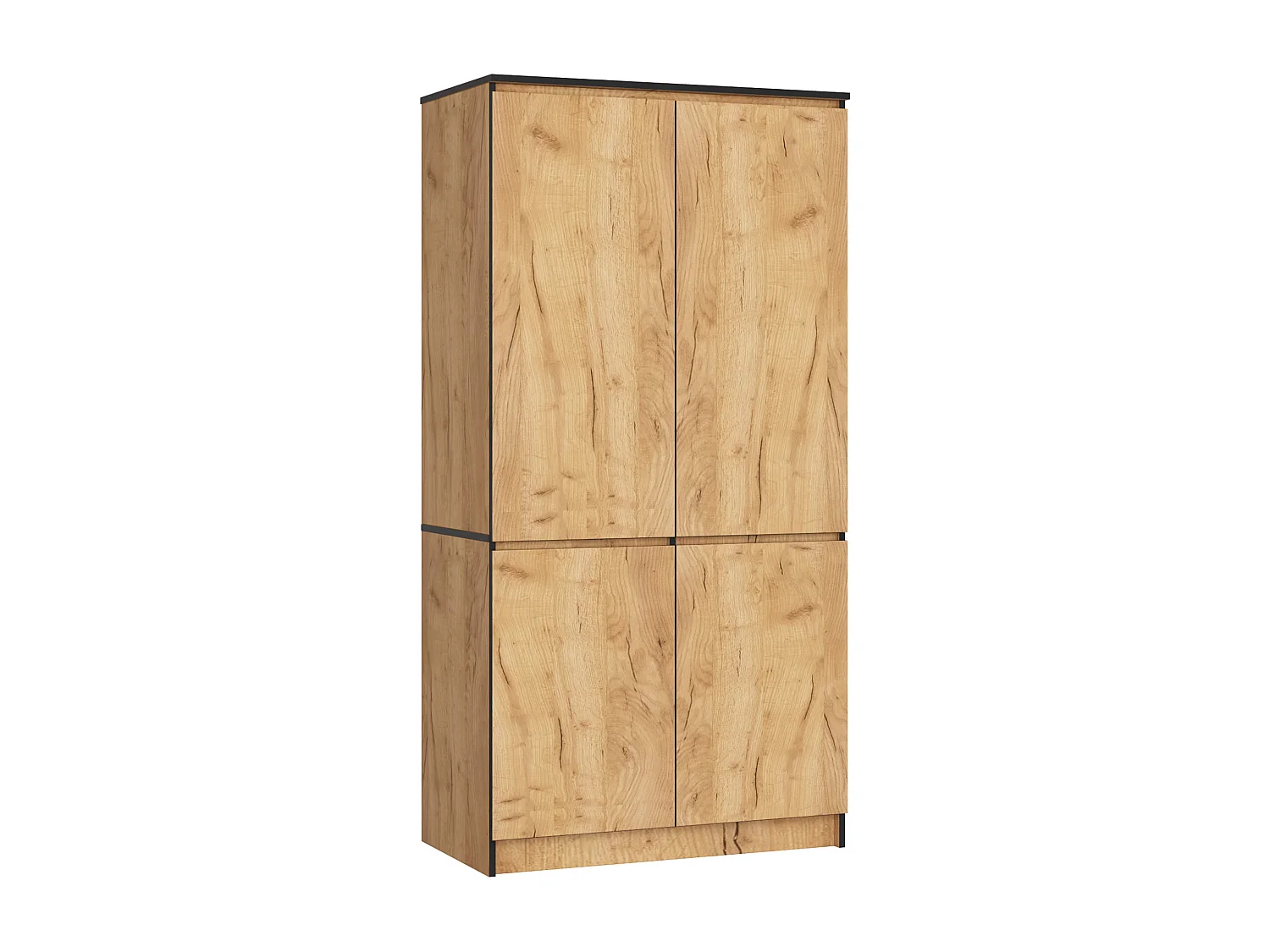 Armoire AKORD S90 Chêne Craft 90 cm 4 portes façade Chêne Craft 4 étagères 90x51x180 cm
