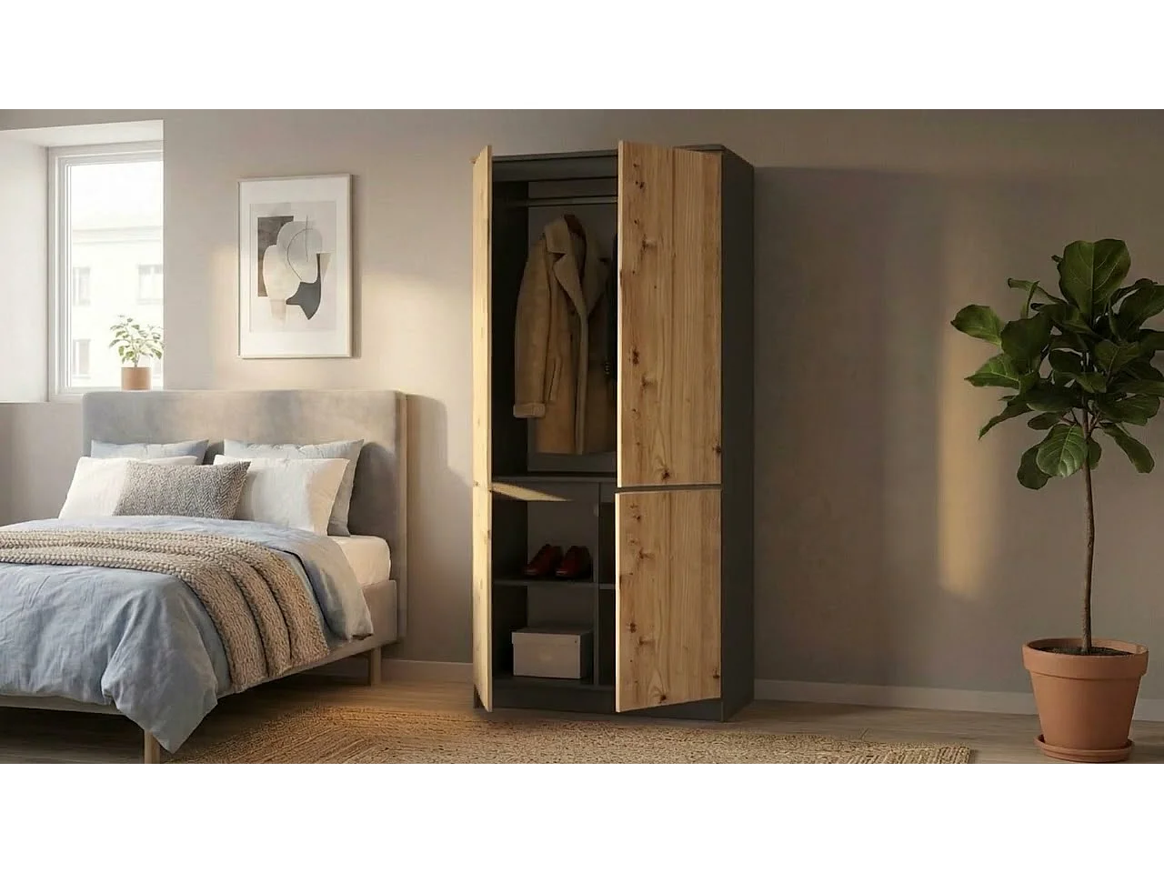 Szafa AKORD S90 4 drzwi Dąb Craft 90x51x180 cm