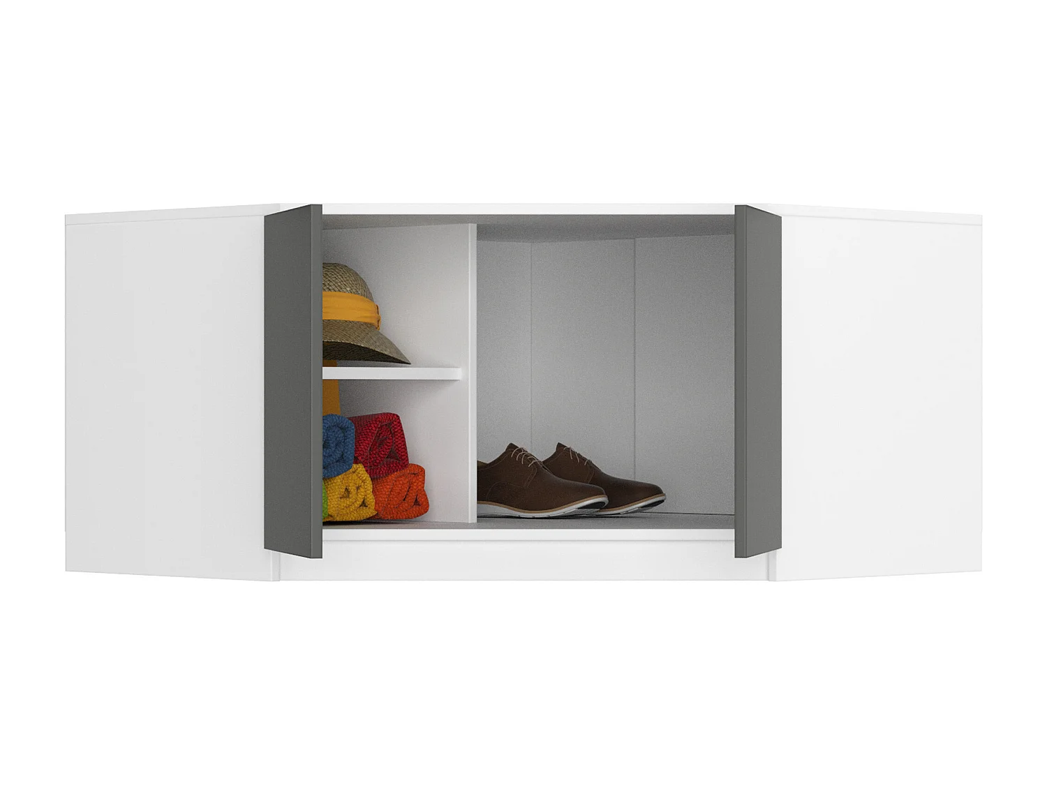 Surmeuble pour armoire AKORD S100 Blanc 100 cm 2 portes façade Gris Graphite 3 étagères 100x50x55 cm