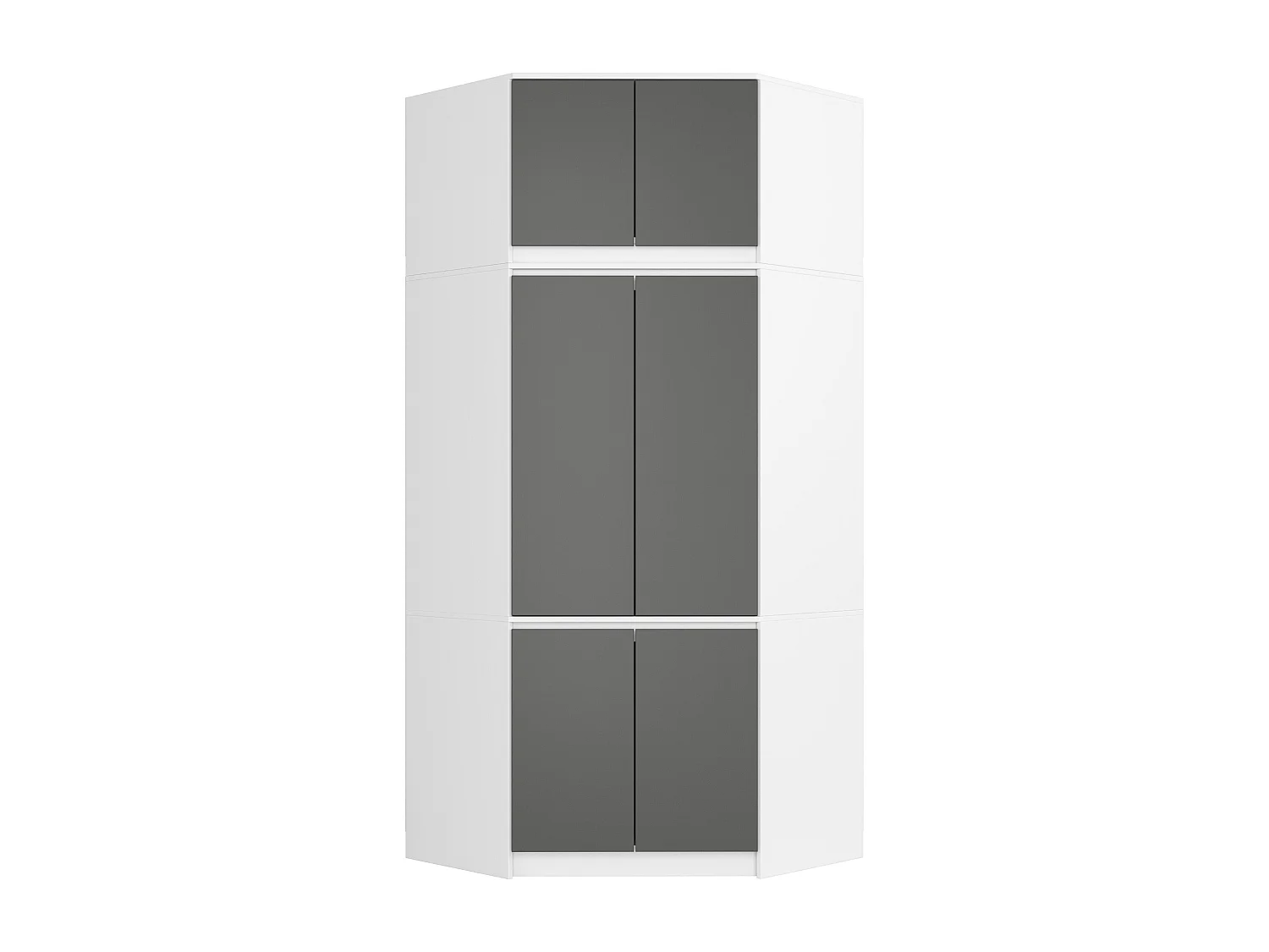 Surmeuble pour armoire AKORD S100 Blanc 100 cm 2 portes façade Gris Graphite 3 étagères 100x50x55 cm