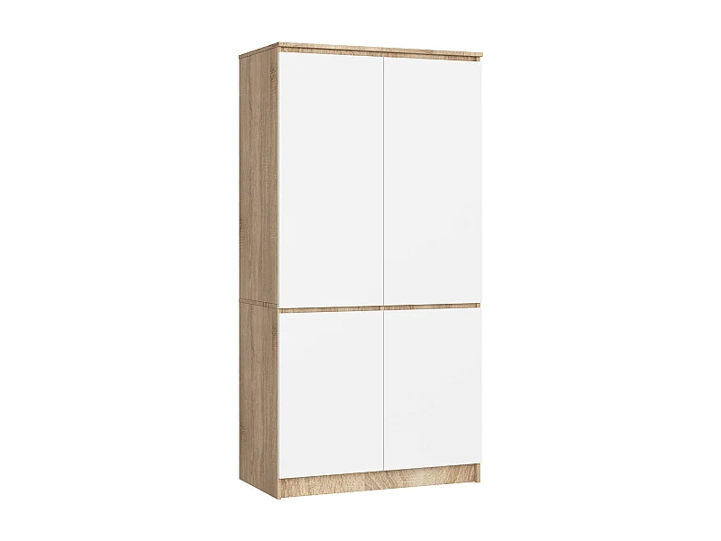Armadio AKORD S90 4 ante Sonoma Quercia inserto frontale Bianco 90x51x180 cm