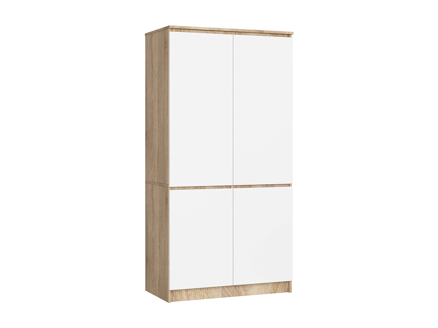 Kleiderschrank AKORD S90 Sonoma Eiche, Weiß 90 cm 4 Türen 4 Regalböden B90xH180xT51 cm