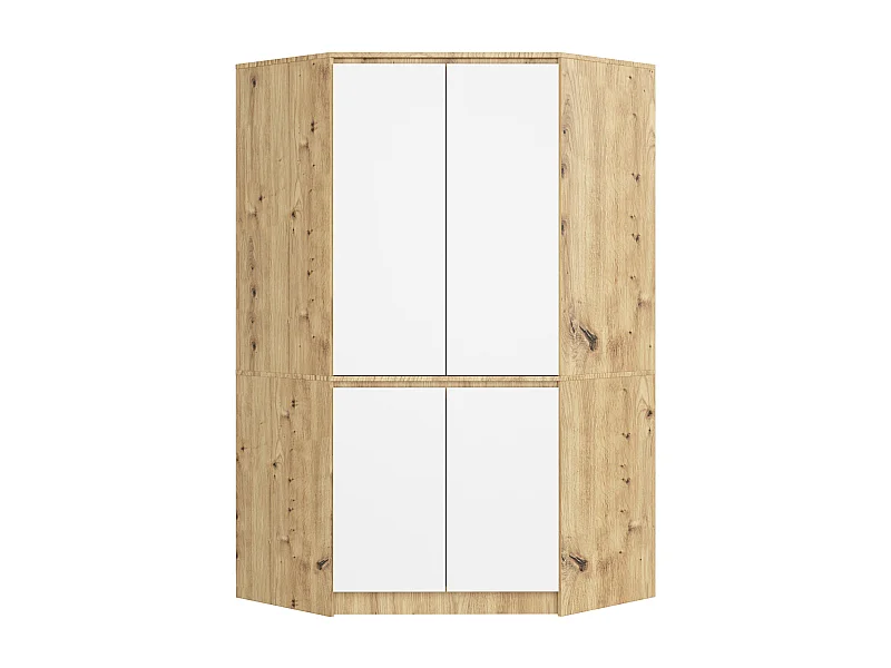 Armadio ad angolo AKORD S100 Quercia Artisan 100 cm 4 ante inserto frontale Bianco 100x50x180 cm