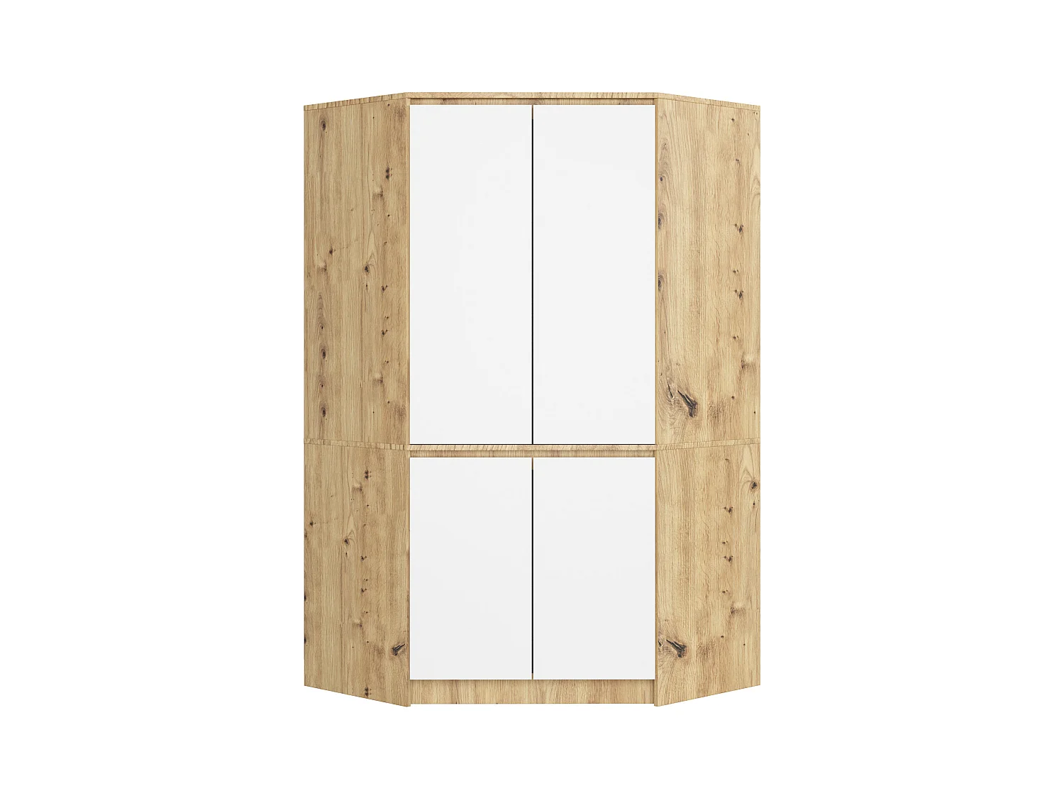 Kleiderschrank Artisan Eiche 100 cm 4 Türen Front Weiß 6 Regalböden B100xH180xT50 cm