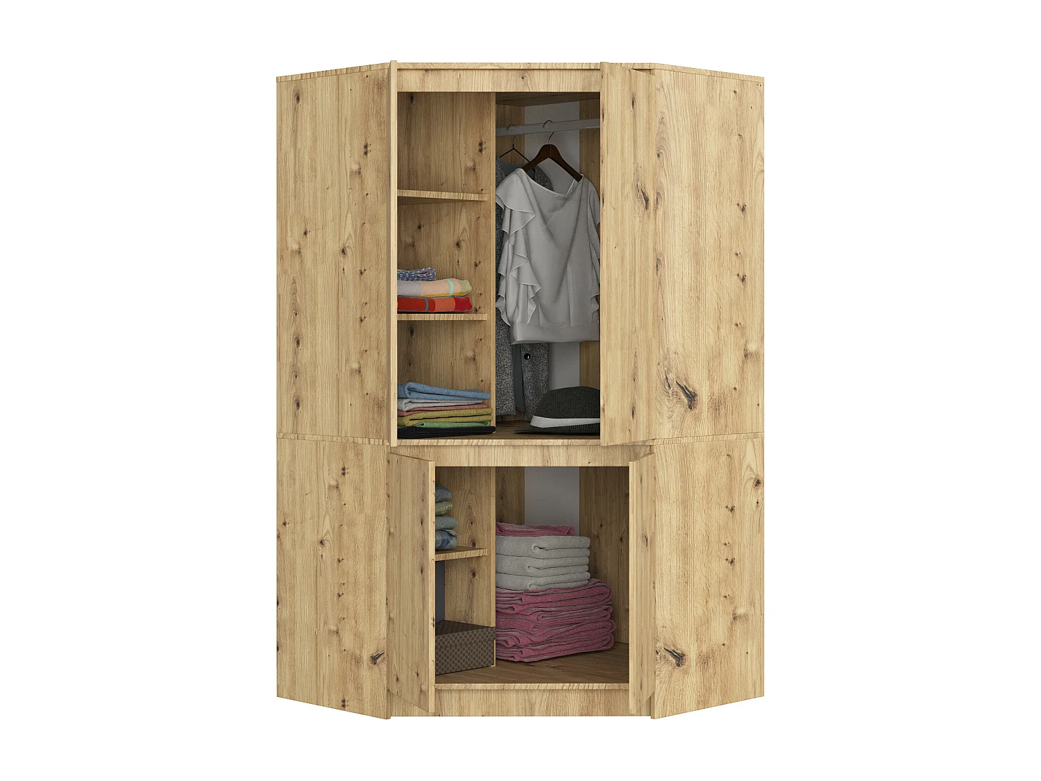 Armadio ad angolo AKORD S100 Quercia Artisan 100 cm 4 ante 100x50x180 cm