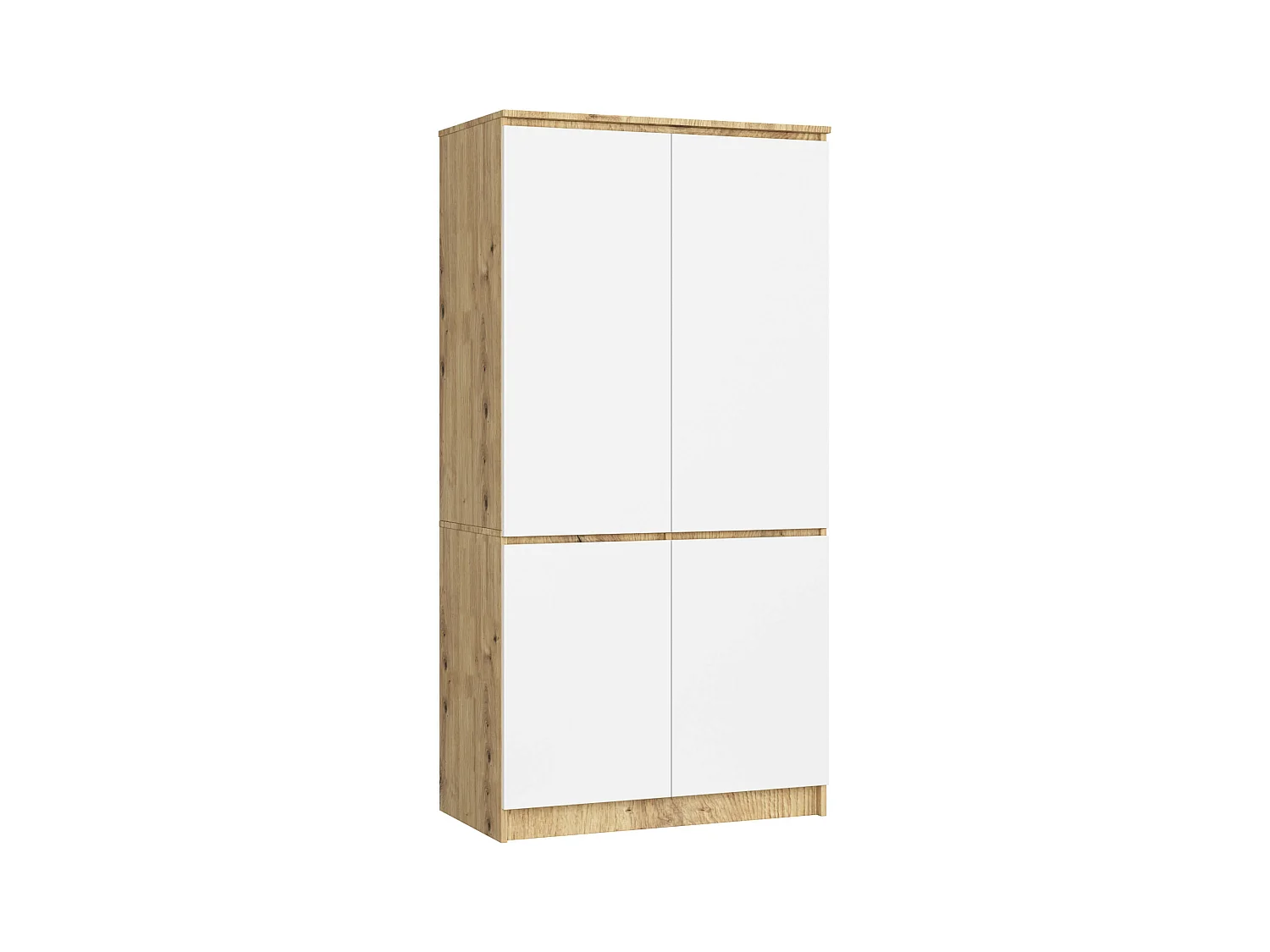 Armario AKORD S90 Roble Artisan 90 cm 4 puertas frente en color Blanco 90x51x180 cm