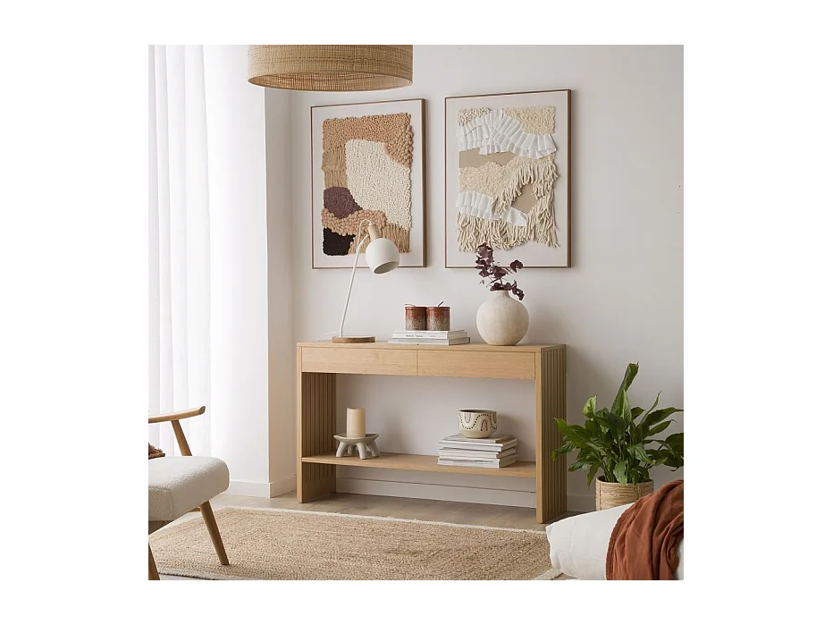 Meuble d'entrée effet bois naturel 120x75