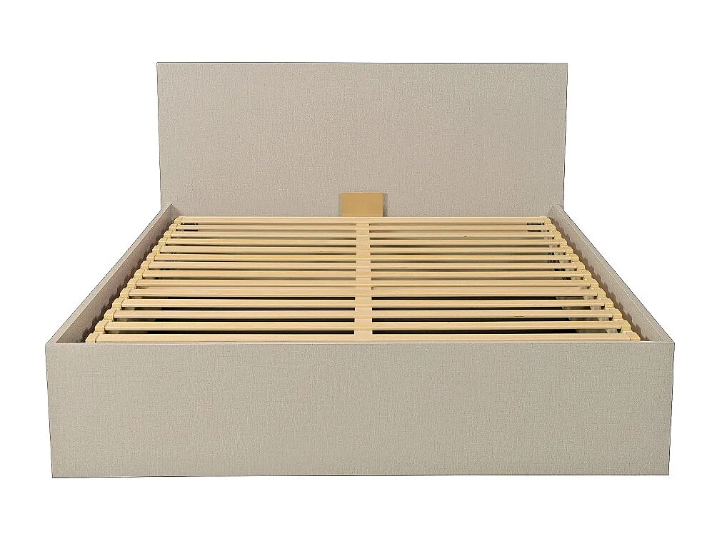 Lit coffre MADRID 140x190 + 1 sommier / Beige effet textile