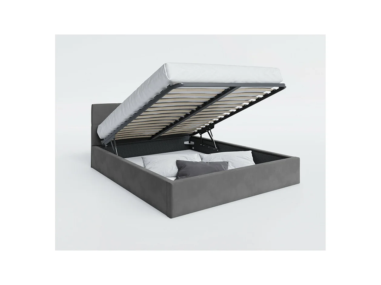 Lit Coffre Rino 180x200 - Sommier inclus Gris foncé