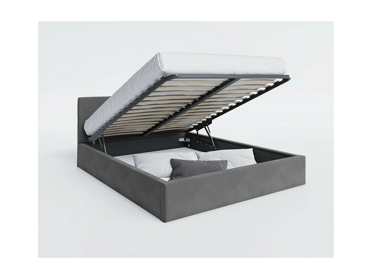 Lit Coffre Rino 180x200 - Sommier inclus Gris foncé