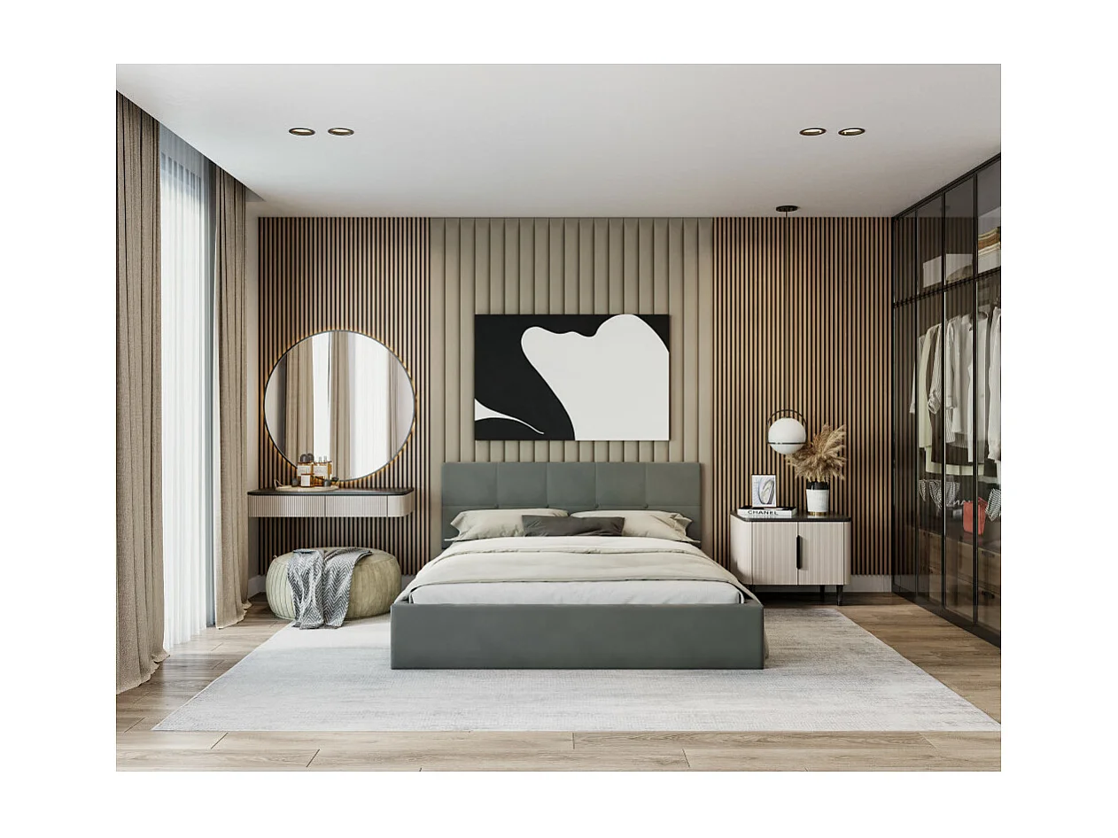 Lit Coffre Rino 180x200 - Sommier inclus Gris foncé