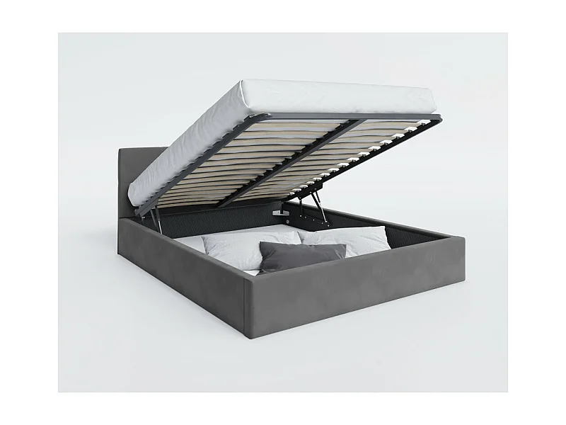 Lit Coffre Rino 180x200 - Sommier inclus Gris foncé