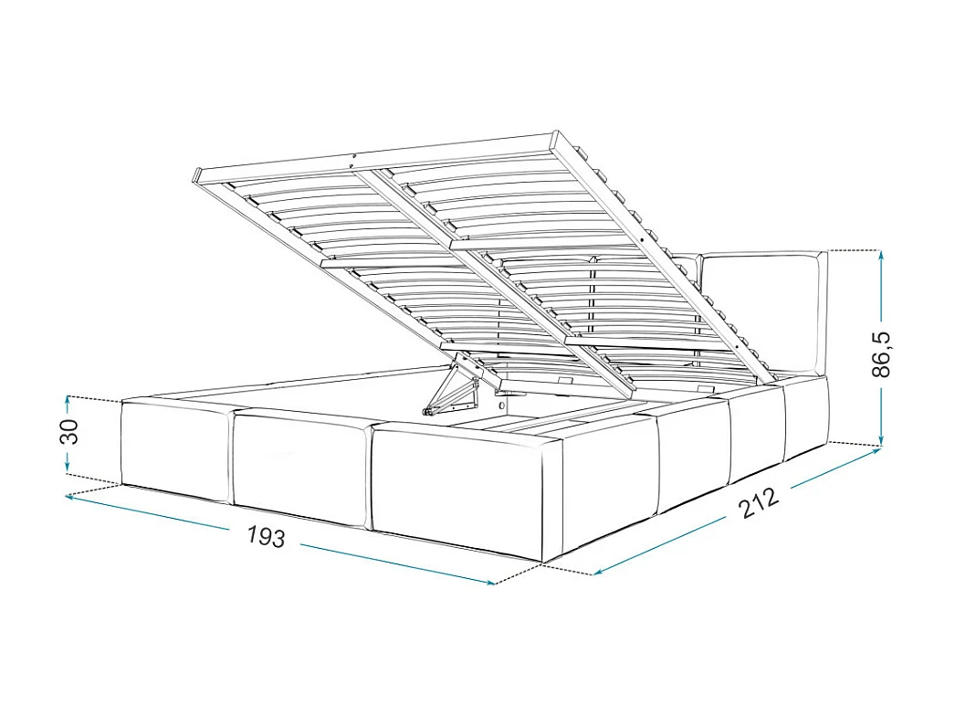 Lit Double Tesia 180x200 + coffre - Sommier inclus Crème