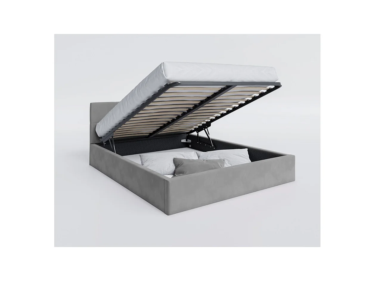 Lit Coffre Rino 180x200 - Sommier inclus Gris clair
