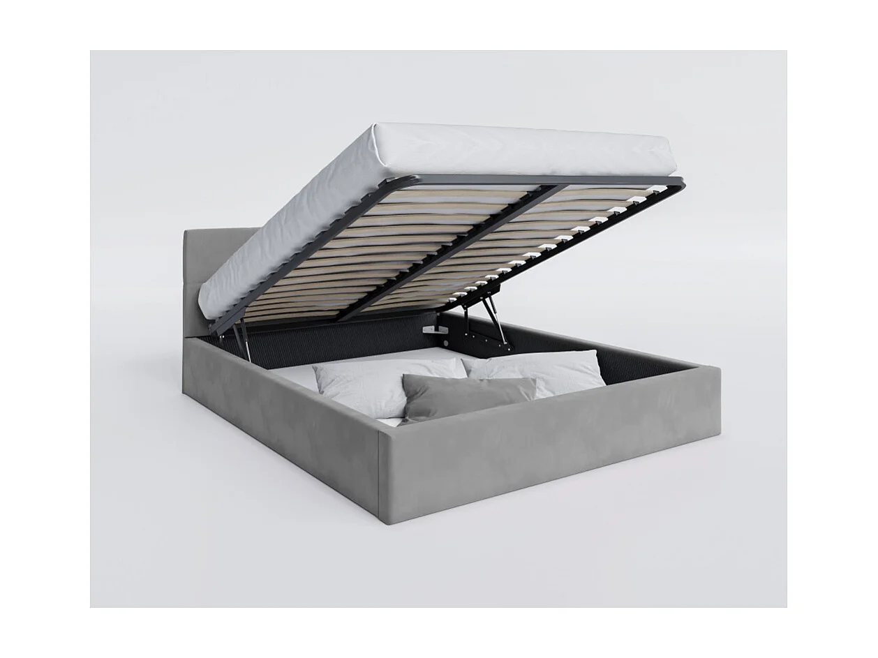 Lit Coffre Rino 180x200 - Sommier inclus Gris clair