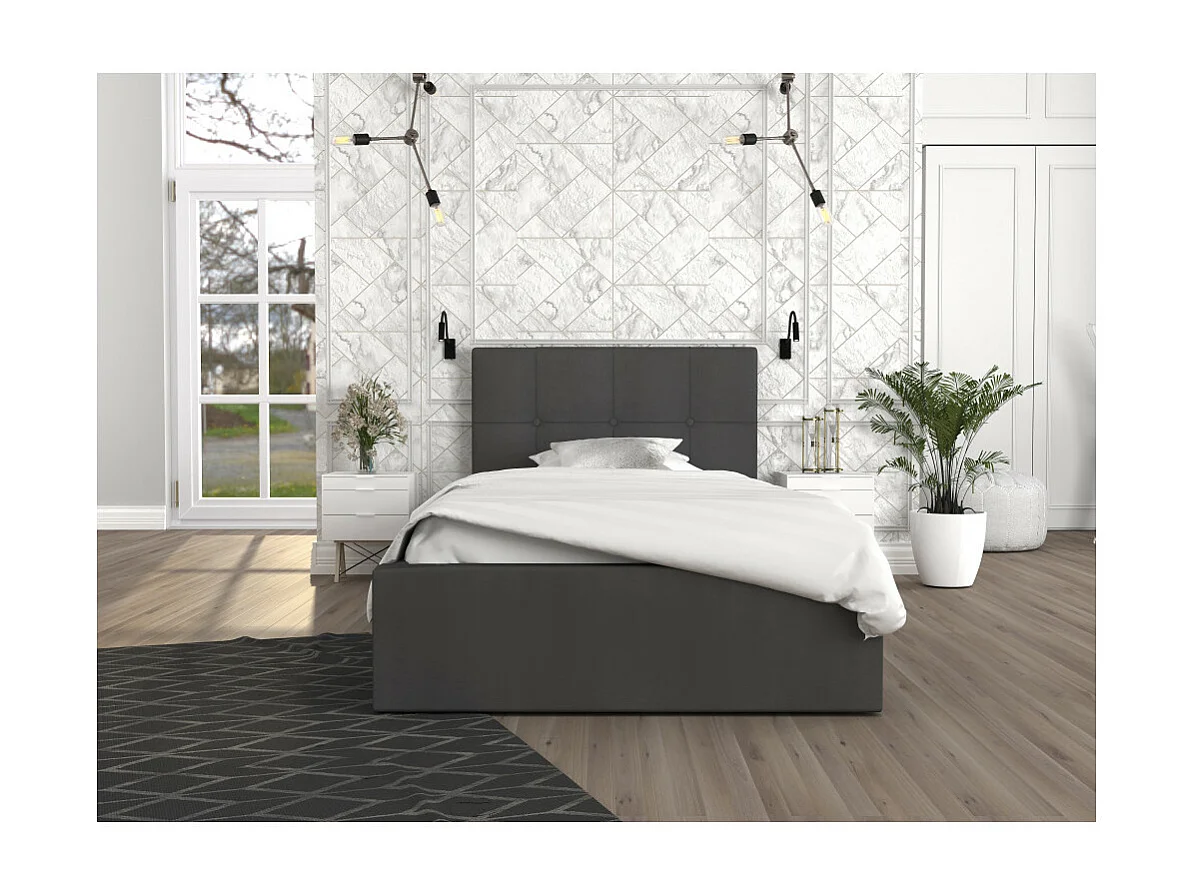 Lit coffre RINO 120 x 200 cm - Sommier inclus Gris foncé