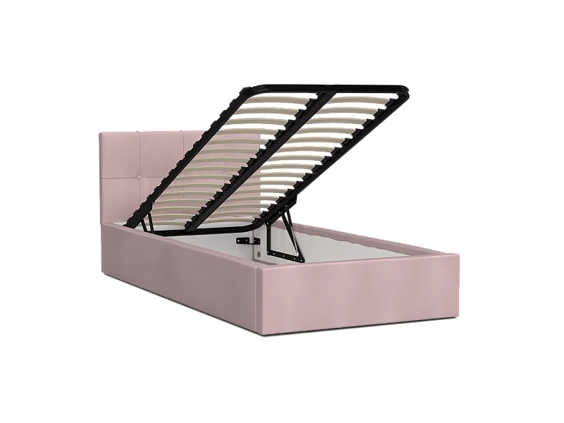 Lit coffre RINO 120 x 200 cm - Sommier inclus Rose pâle