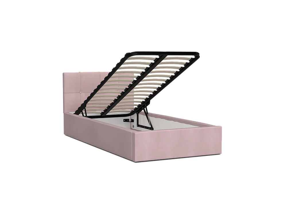 Lit coffre RINO 120 x 200 cm - Sommier inclus Rose pâle