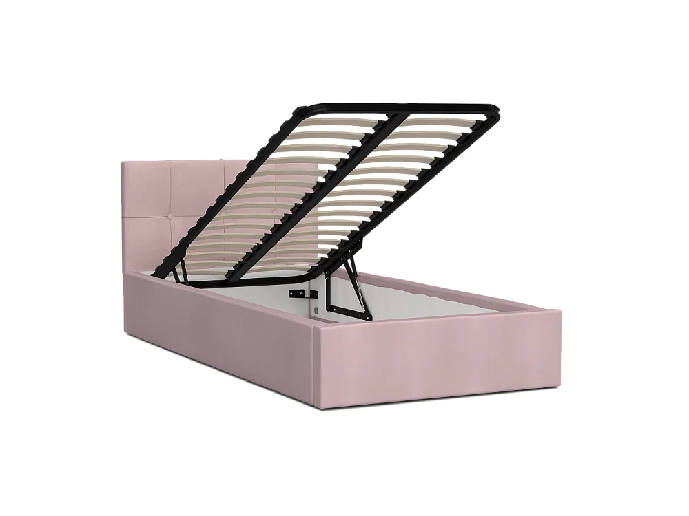 Lit coffre RINO 120 x 200 cm - Sommier inclus Rose pâle