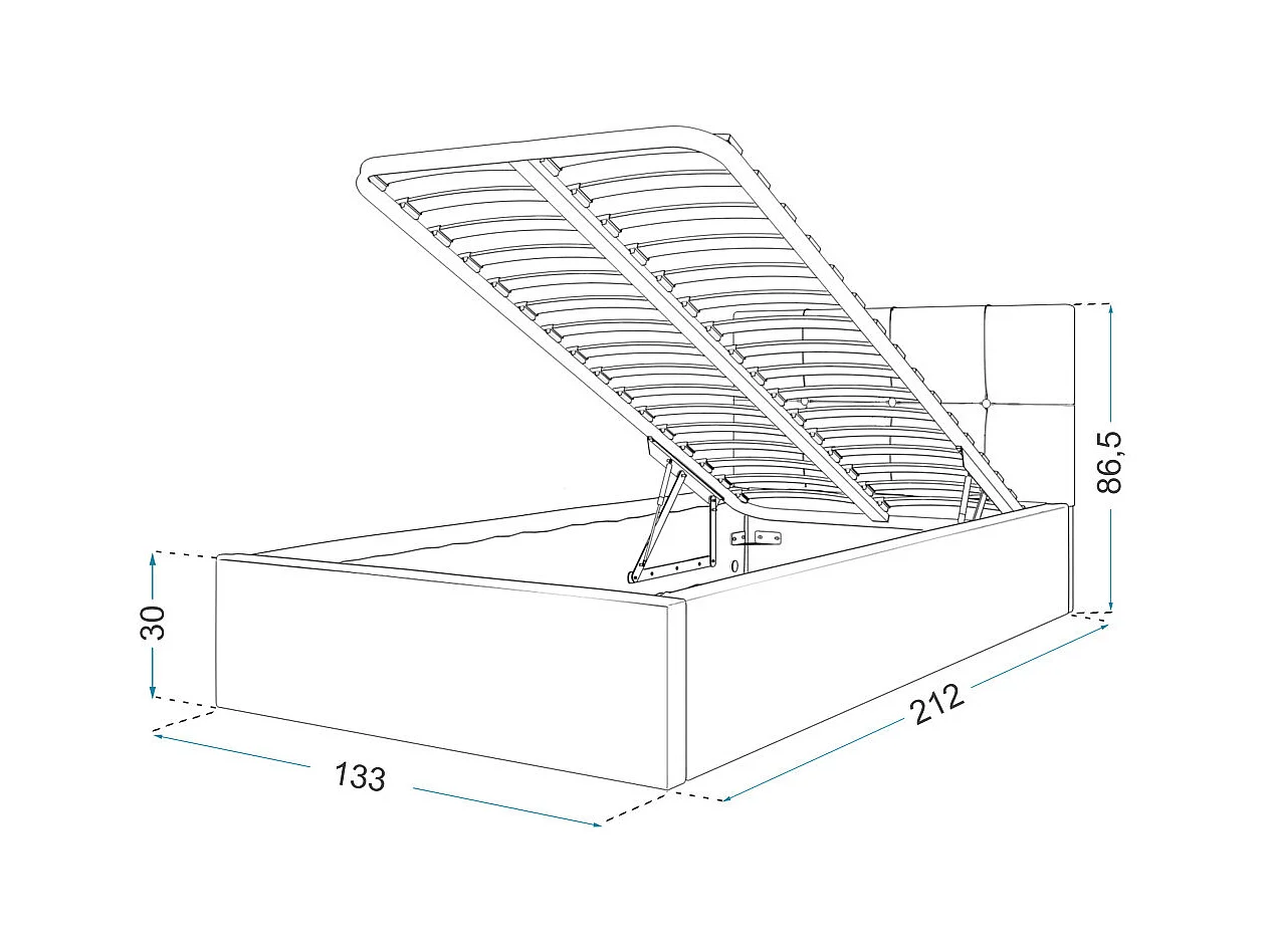 Lit coffre RINO 120 x 200 cm - Sommier inclus Rose pâle
