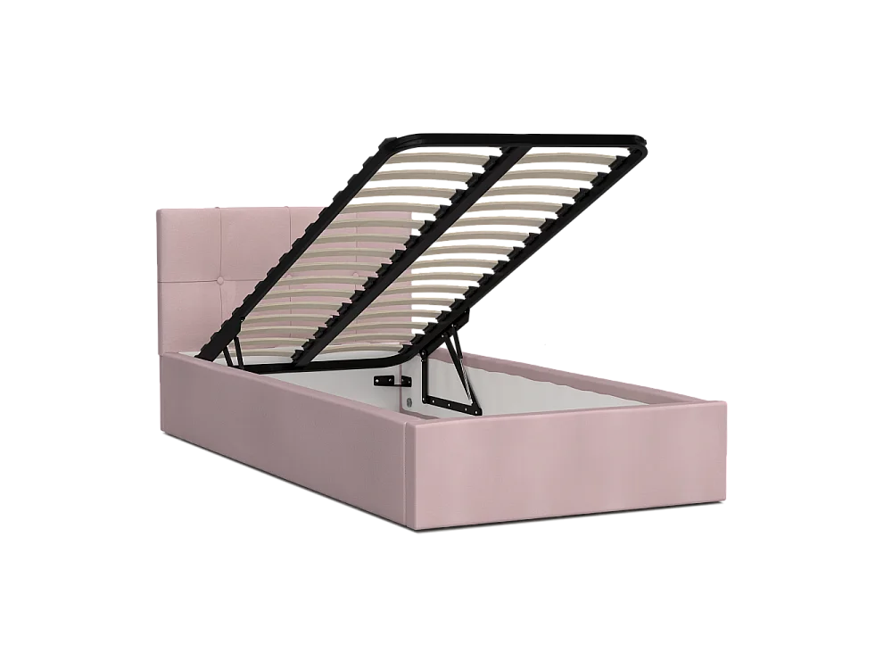 Lit coffre RINO 120 x 200 cm - Sommier inclus Rose pâle